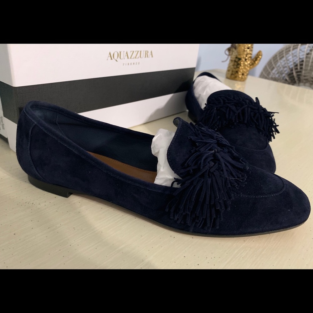 Aquazurra suede wild loafers - navy